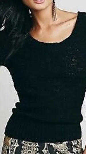 Bow Back Pullover Knit Sweater Open Cut-Out Cropped Back Backless S thumbnail 2