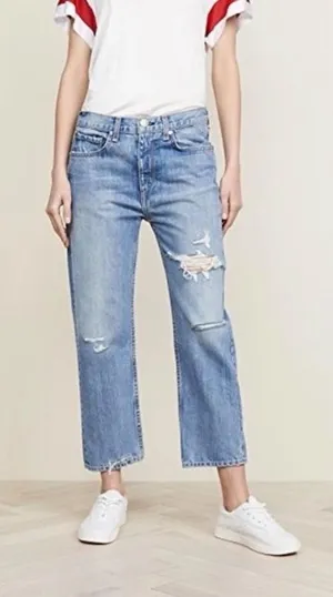 Rag‎ & Bone Distressed Boy Jean in Hel Blue Size 25 thumbnail 1