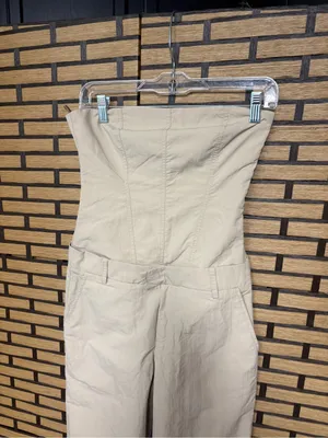 Zara Tan Parachute Wide Leg Strapless Jumpsuit Size XS thumbnail 3