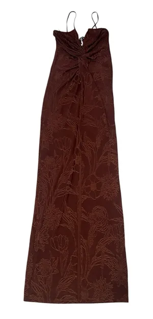 Mango Brown Floral Maxi Dress thumbnail 1