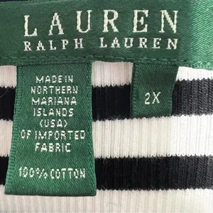 Lauren Ralph Lauren Nautical Lace-Up Ribbed Top Boxy Fit L/XL (Tag 2X) thumbnail 7