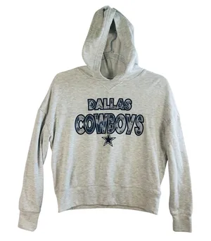 NFL Dallas Cowboys Cropped Hoodie‎ Womens Sleepwear Pullover Sweatshirt Gray S thumbnail 1
