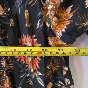 Natural Life Navy Orange Floral Peasant Blouse 3/4 Sleeve Boho Women size Large thumbnail 6