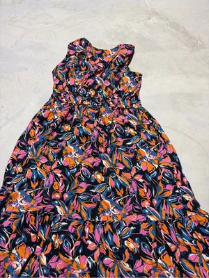 French Connection orange pink blue Floral Twist-Front Maxi Dress XL thumbnail 10