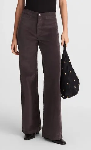 Madewell The Wide-Leg Pant Corduroy High Rise‎ Black Coal Size 26 NWT thumbnail 1