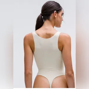 Lululemon Wundermost Nulu Square-Neck Sleeveless Bodysuit in bone sz M nwt thumbnail 3
