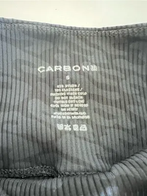 Carbon38 Women's Ribbed Leopard Print Black Pull-on Athletic Leggings Yoga thumbnail 2