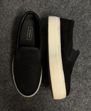 Topshop Black Slip-On Platform Sneakers with White Sole thumbnail 1