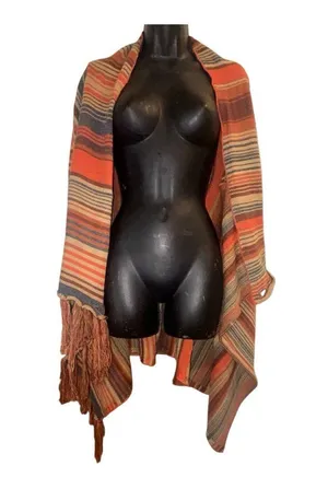 Large/extra large Boho coat. Open front shoulder button. Orange Size XL thumbnail 3