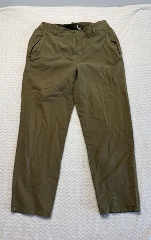 Eileen Fisher Olive Green Organic Cotton Hemp Straight Leg Utility Pants Size 2 thumbnail 1
