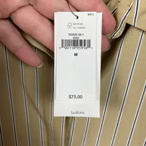 Banana Republic Neutral Stripe Long Sleeve Oversized Button Up Blouse Sz.M NWT thumbnail 10
