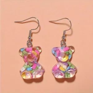 1pair Cute 3D Colorful Acrylic‎ Bear Drop Earrings *Faux Fashion Jewelry thumbnail 5
