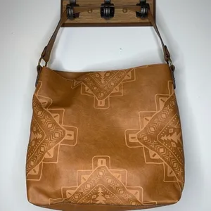 Boho Brown Faux Leather Shoulder Bag thumbnail 1