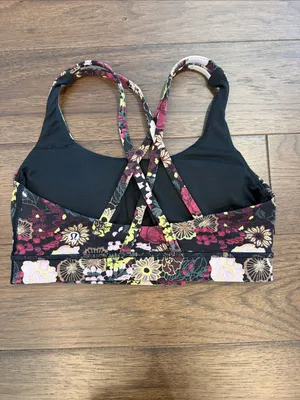Lululemon Athletica Floral Black & Pink Sports Bra Size 6 - C53-024 thumbnail 2