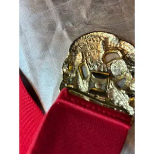 Vintage Day-Lor Red Elastic Cinch Belt Gold Enamel Woven Knot Buckle Made in USA thumbnail 7
