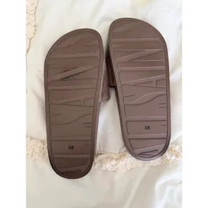 AllSaints Karli Suede Slides Brown Taupe Perforated Logo Sandals ZW0187 Size 8 thumbnail 2