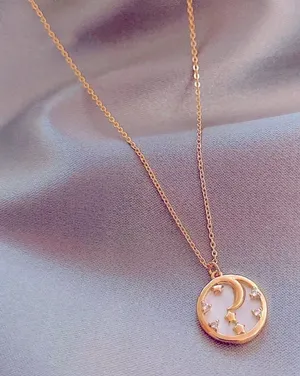 NEW 14k Gold-Plated Moon & Star Pendant‎ Necklace thumbnail 1