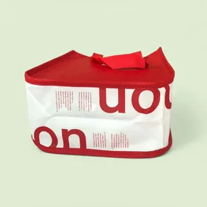 Lululemon Small Reusable Shopping Tote Bag Snap Button Red and White 9" x 11.5” thumbnail 3