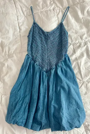 American Eagle Denim Mini Bubble Dress thumbnail 1