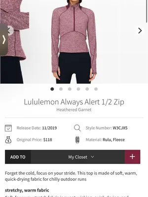 Lululemon Always Alert 1/2 Zip Pullover Heathered Garnet Running Top Sz 2 thumbnail 2