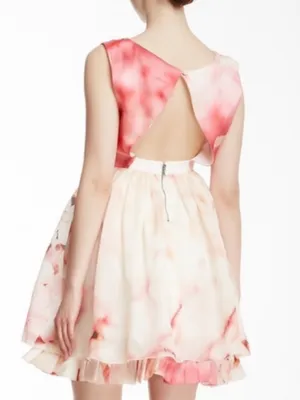 Alice + Olivia Catherine Pink Floral Party Dress In Cherry Blossom Mist Size 2 thumbnail 4