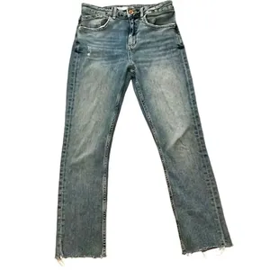 Zara high rise medium wash raw hem skinny jean 6 thumbnail 2