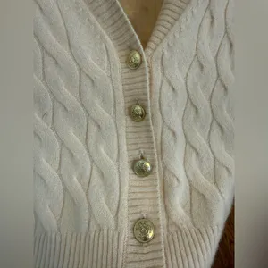 J.Crew Cashmere cropped cable-knit sweater-vest in Buttercream Size Medium thumbnail 7