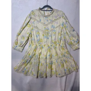 LoveShackFancy Target Yellow Floral Lace peasant Mini Dress Plus 1X Cottagecore‎ thumbnail 2