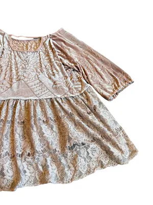 Free People Burnout Top Shirt Pink Blouse Crushed Velvet Flowy Tiered Size Small thumbnail 13