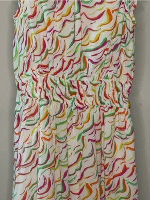 Hatley Colorful Ab Print Midi Dress XS Modal Flutter Sleeve | Smocked Waist thumbnail 3