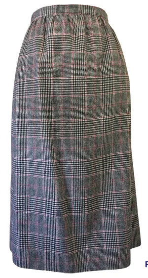 Vintage 80s Country Suburbans Wool Glen Plaid Check Midi Skirt Straight Lined 12 thumbnail 1