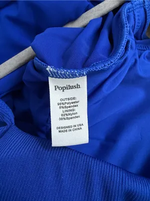Popilush Sleeveless Square Neck Ribbed Cinch Wide Leg Jumpsuit Blue NWT M thumbnail 8