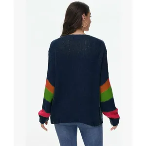 NEW Blue Preppy 80’s Lightweight Sweater Color Block Oversized Cardigan 2X thumbnail 2
