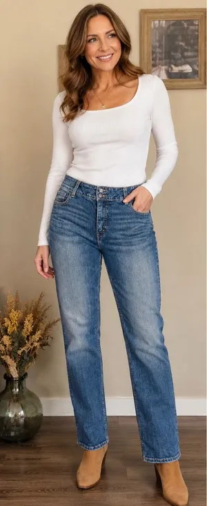 Levis 526 Slender Straight Jeans‎ Womens 16 Blue Medium Wash Denim Stretch Pants thumbnail 1