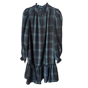 J.Crew‎ BN151 Blackwatch Plaid Ruffle Neck Mini Dress Small Puff Sleeve Tartan thumbnail 5