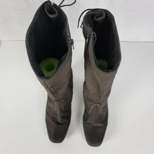 Vintage Toe Warmers Canada T03639 Winter Boots Sz 9 Brown Nylon Side Zip Lace Up thumbnail 6