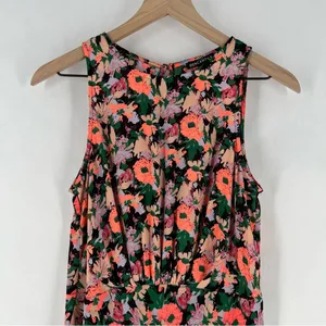 J. Crew Mercantile Neon Floral Print Ruched Waist Sleeveless Flounce Dress‎ thumbnail 2