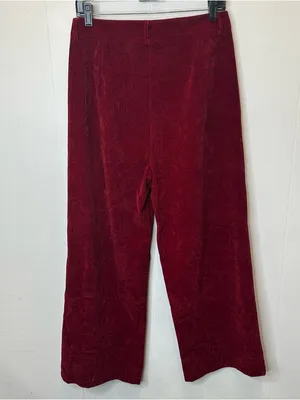 Cider Large Women’s Deep Red Crushed Velvet Pleated Trousers Pants thumbnail 6