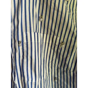 Talbots Petite Blue White Stripe Pearl Embellished Cotton Button Front Shirt SP thumbnail 2