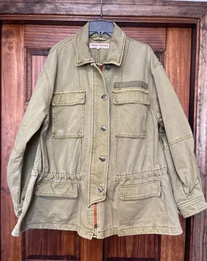 FREE PEOPLE Seize The Day Military Jacket ARMY OVERSIZED DRAW STRING M thumbnail 1