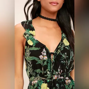 NWT Lulu’s Leaf Your Mark Black Floral Print Maxi Dress size XS thumbnail 2