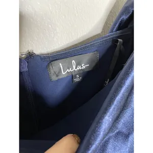 Lulus Pure Happiness Navy Blue Dress Size Small Satin Off-the-Shoulder Long New thumbnail 8