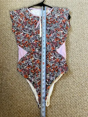 Carve Designs Barrel One Piece swimsuit zip front poppy floral size small thumbnail 6