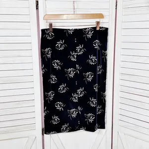 Loft Floral‎ Print Velvet Straight Pencil Skirt Navy Blue Medium thumbnail 9