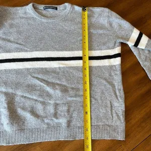 Brandy Melville Grey and White Striped Long Sleeve Sweater One Size thumbnail 9