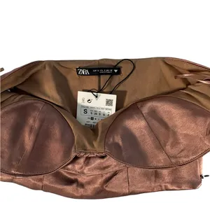 Zara Satin Effect Corset Top Rose Bronze Strapless Bustier Women S NWT thumbnail 6