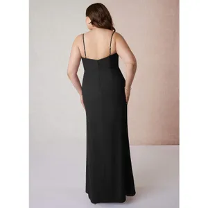 Azazie Tayla Dress Size 14 Bridesmaid Black Chiffon V-Back Side Boning Wedding thumbnail 2