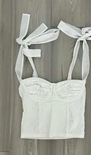 Rumor Boutique LF White Corset Crop Top thumbnail 1