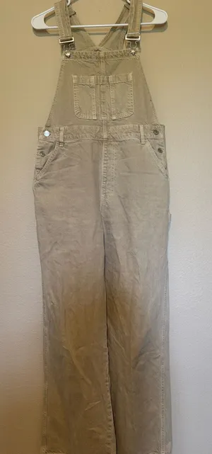 Pacsun Khaki Denim Wide Leg Overalls Size M thumbnail 1