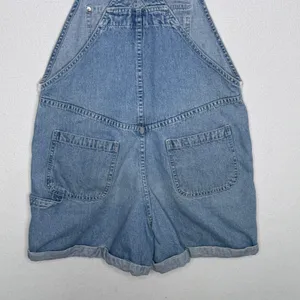 1990s Gap Denim Shortalls Overalls Light Wash Blue Made In Hong Kong Cotton M thumbnail 10